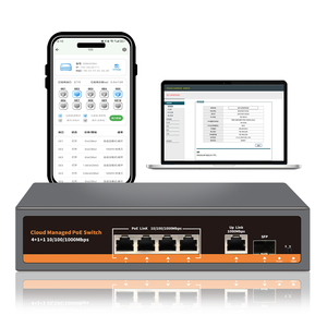 Hisource สวิตช์ Giga Ai POE เต็มรูปแบบ4 + 1สวิตช์แบบแอคทีฟ4 + 1เต็ม1000Mbps 78W พร้อม Ai <span class=keywords><strong>Watch</strong></span> Dog ประเภทการจัดการบนระบบคลาวด์ - Product Image 1