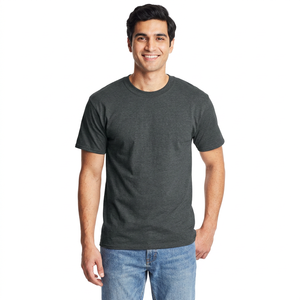 T-shirt pour homme en coton 100%, col rond, coupe ajustée, coupe ample, uni, personnalisable, épaules tombantes, tricoté, lourd, vierge - Product Image 1