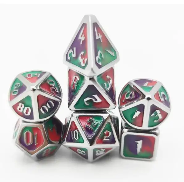 Dados de metal retrô de alta qualidade para jogos de tabuleiro DND RPG MTG, dungeons and dragons, dados de metal poliédricos, escudo oco, 2024