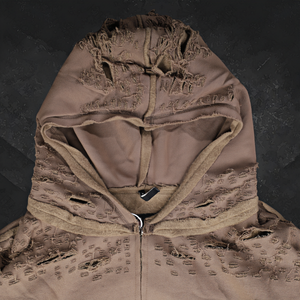 เสื้อฮู้ดดี้ทรงบ็อกซี่แบบครอปสำหรับผู้ชาย คุณภาพสูง เนื้อผ้าหนา ซิปหน้า ล้างสีแบบแอซิดวอช สไตล์ดิสเทรส  รับสั่งทำ - Product Image 3