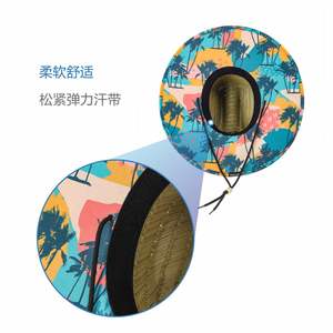 Sombrero de Paja con Logotipo Personalizado para Hombre, Gorra de Surf Salvavidas, Estampado Floral, Protección Solar, Viajes, Ciclismo, Casual - Product Image 6