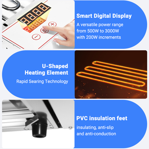 Parrilla <span class=keywords><strong>Eléctrica</strong></span> Comercial de <span class=keywords><strong>3000W</strong></span> (Control de Potencia), Parrilla de <span class=keywords><strong>Barbacoa</strong></span> <span class=keywords><strong>Eléctrica</strong></span> sin Humo Fácil de Limpiar para Equipos de <span class=keywords><strong>Barbacoa</strong></span> - Product Image 5