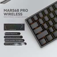 Clavier mécanique sans fil tri-mode à axe magnétique Alibaba Supplier Mars68PRO, 0 zone morte, RVB plug-in, jeu, clavier Socd 0,01 mm