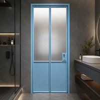 Porte pliante moderne pour intérieur, cadre en aluminium, pour salle de bain, entrée avec verre nervuré, sur mesure pour projets hôteliers