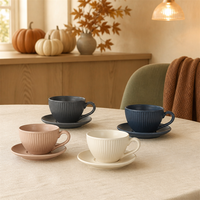 Services à thé et à café texturés SWT : ajoutez une touche raffinée au style café européen pour vos rituels de café d'automne, idéal pour les cuisines élégantes et les cadeaux.