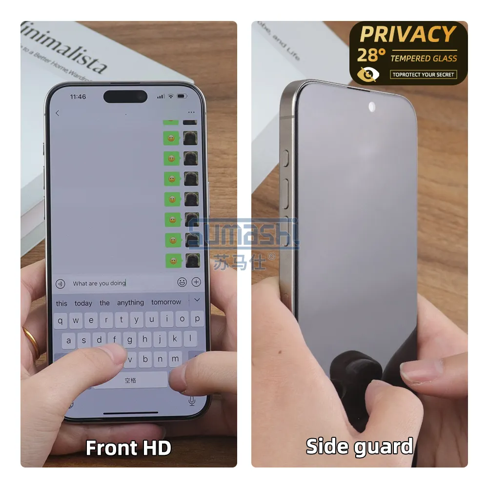 Protezione dello schermo privacy oem custom 9h 2.5D protezione dello schermo in vetro temperato anti-spia protettore del telefono cellulare