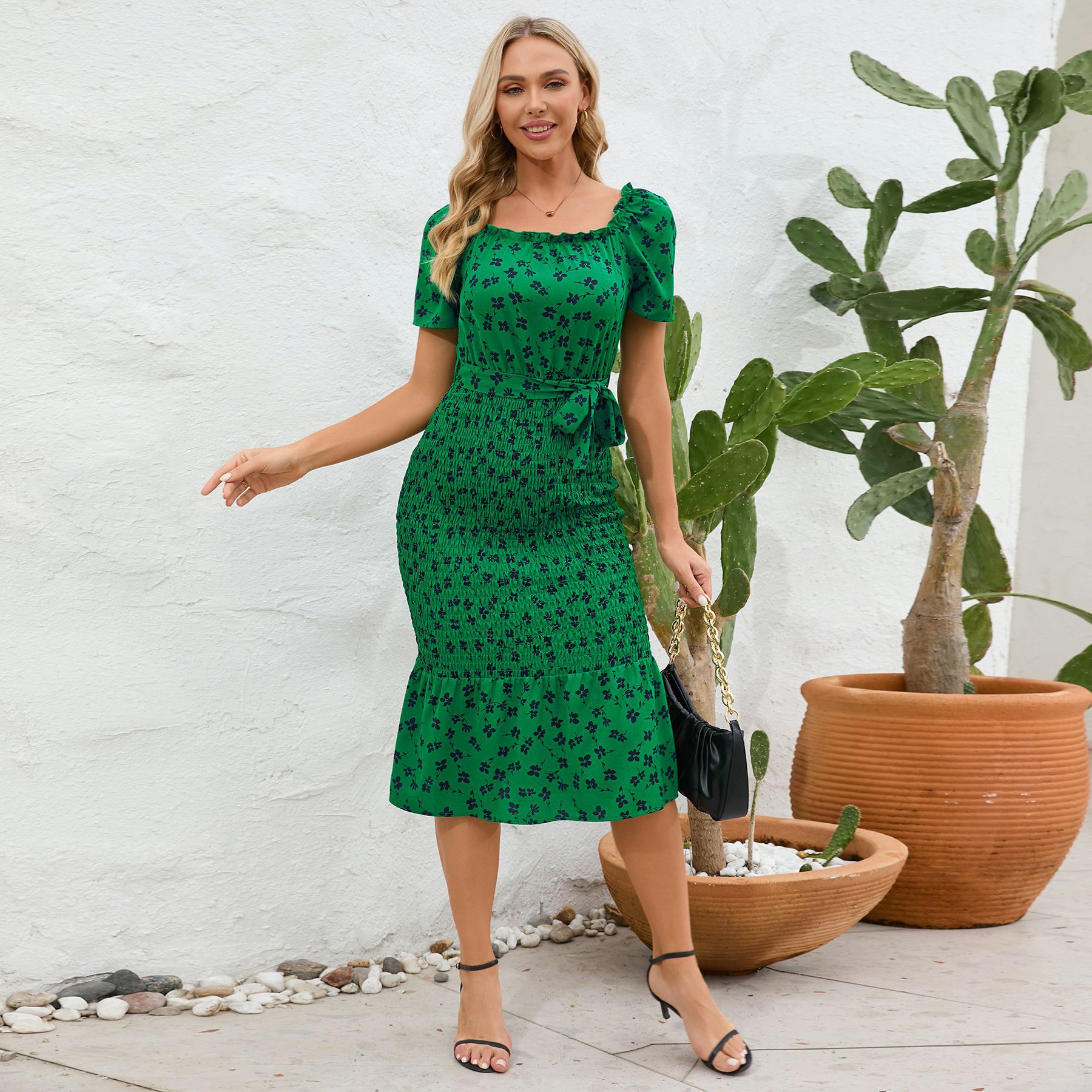 short spring dresses 2024 OUGES Women's Summer Short Sleeve V-Neck Floral Short Party Dress with Pockets Casual Spring Dresses for Women 2024 (Floral16,XL)