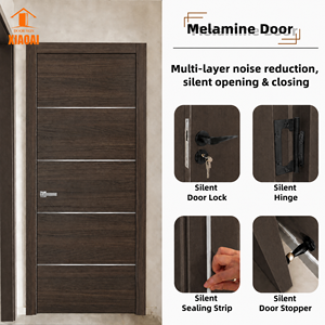 Pintu Interior HDF Melamin Pabrik Cina, Pintu Kayu Ukuran Khusus untuk Kamar Hotel, Kantor, dengan Kusen dan Perlengkapan Pintu - Product Image 4