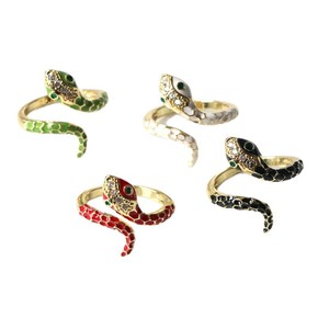 HJ145 Meilleures ventes Bagues <span class=keywords><strong>serpent</strong></span> ouvertes ajustables en émail coloré plaqué or 18K pour femmes, bijoux de déclaration pour le quotidien et les fêtes - Product Image 5