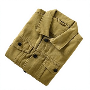 Chemise-veste décontractée pour homme en coton 100% respirant, vert olive, col mandarin, coupe classique, boutonnage simple, hiver - Product Image 4