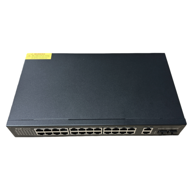 24+2+2 Port 100Mbps PoE Switch 802.3at/af Dual Power Supply Enterprise-Grade for Critical Network Use