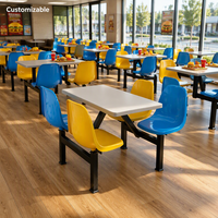Ensemble table et chaises contemporains en plastique avec dossiers métalliques pour l'école et la restauration
