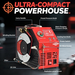 SolidTop <span class=keywords><strong>PCP</strong></span> Luchtcompressor 4500PSI/30MPa Automatische Afsluiting Olievrij AC 12V/110V 350W Draagbare Pomp voor Paintball Duiken - Product Image 5