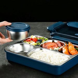 Wholesale 304 Stainless Steel <b>Insulated</b> <b>Lunch</b> <b>Box</b> Compartments Customized Large Capacity Bento for Students Adults Heatable - Product Image 5