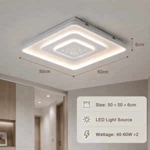 Lámpara de Techo LED Cuadrada Moderna, Superficie de Hierro Acrílico, Montaje en Superficie, Tricolor, Decoración para Dormitorio, Sala de Estar, Hogar, Interior - Product Image 3