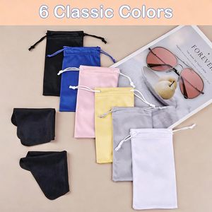 Étui à lunettes rectangulaire en microfibre Hoiny, 6 pièces, étui souple à cordon pour lunettes de soleil, 2 chiffons de nettoyage, unisexe adulte, 6-8,9 pouces - Product Image 6