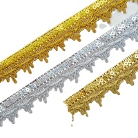 Ruban en dentelle métallique dorée triangulaire de 3 cm de large pour accessoires de vêtements DIY, garnitures de bordure rembourrées, textiles de maison