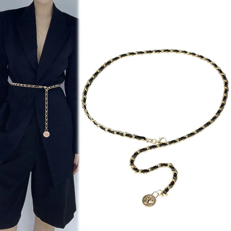 أحزمة مصممة للسيدات، حزام بمقاسات كبيرة، سلسلة ذهبية للسيدات، حزام معدني على الموضة للسيدات