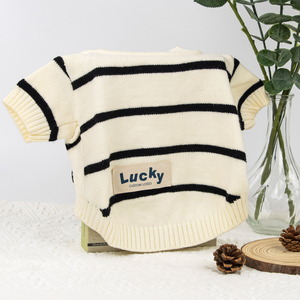 Suéter para Cães com Logo Personalizado, Ecológico, de Algodão Macio, Listrado, Casaco Elástico de Inverno para Cães Pequenos e Grandes, Respirável, em Poliéster - Product Image 2