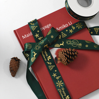 CSFY 2022 or décoration de noël ruban fleurs boîte cadeau emballage estampage à chaud ruban de satin décoration de mariage luxueux