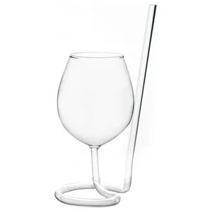 Custom Melhor Presente Luxo Durável Criativo Handblown Novidade Único Copo De Vinho com Palha