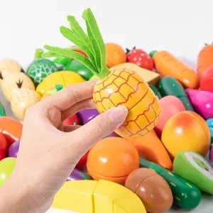 定制木材切割磁性水果蔬菜，幼儿教育假装游戏玩具儿童厨房食品配件