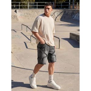 Shorts en jean baggy pour homme FOXA, coupe large, déchirés, taille mi-haute, en coton respirant, style streetwear décontracté - Product Image 2