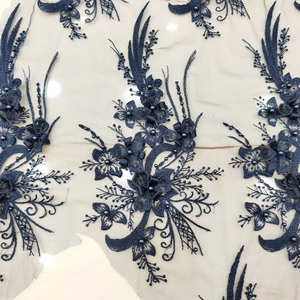 Paillettes poliestere 3 D ricamo tulle maglia perline di <span class=keywords><strong>pizzo</strong></span> motivo cucito Applique patch di perle per <span class=keywords><strong>abito</strong></span> da sposa da sposa artigianale - Product Image 3