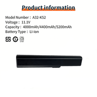 Batterie d'ordinateur portable d'usine pour Asus A32-K52 K52 X42j K42D K42J 70-nxm1b2200z Batterie d'ordinateur portable en stock