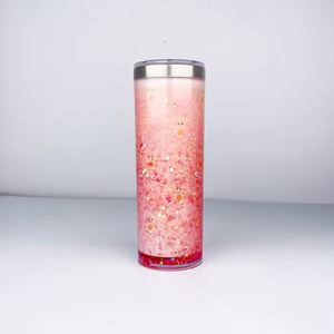 DIY 20oz Skinny Snow Globe Tumbler, 304 Stainless Steel Inner Outer PC <b>Plastic</b> Glitter <b>Travel</b> Water <b>Mug</b> for Gifts - Product Image 4
