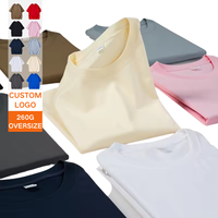 T-shirts amples à col rond imprimés de 260 grammes, coupe ample, luxe, personnalisés pour hommes, haute qualité, surdimensionnés avec broderie de logo