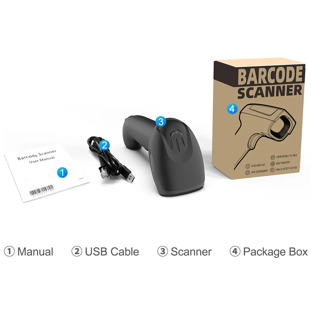GTCODESTAR 2D Handheld Barcode Scanner Wired QR Code Reader USB CMOS sensor 480X640 Maxi Code