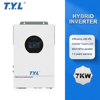 Système d'onduleur solaire hybride MPPT 7KW+10kWh T.Y.L 12KVA 15KVA à onde sinusoïdale pure avec batterie au lithium pour régions non connectées au réseau électrique