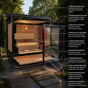 <span class=keywords><strong>Sauna</strong></span> a Vapore Tradizionale di Lusso per 4 Persone con <span class=keywords><strong>Infrarossi</strong></span> per Esterni - Product Image 3