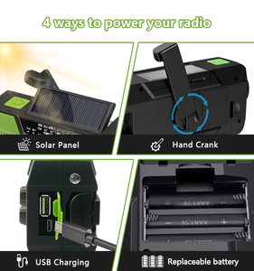 راديو محمول للطوارئ NOAA مصباح يدوي شمسي مع بطارية AM FM De Emergencia - Product Image 4