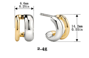 <span class=keywords><strong>Orecchini</strong></span> a Cerchio in Argento Sterling 925 Placcato Oro per Donne, Doppio Strato Placcato Oro 18K, Gioielli Bicolore - Product Image 2