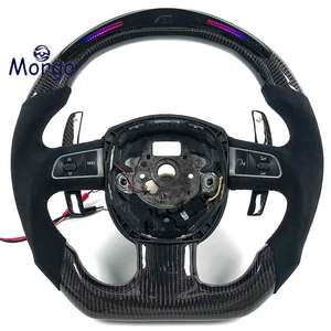 Volant en carbone personnalisé avec bande LED supérieure pour <span class=keywords><strong>Audi</strong></span> TT A3 A4 B8 A5 A6 C6 C7 A7 <span class=keywords><strong>R8</strong></span> RS RS3 RS4 RS5 S3 S4 S5 B9 RS6 RS7 Q3 Q5 Q7 - Product Image 1