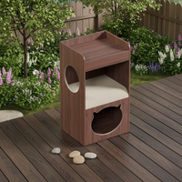 Arbre à chat en bois avec meuble et nid caché, tour d'activités pour chat M1011, design double usage pour humain et animal