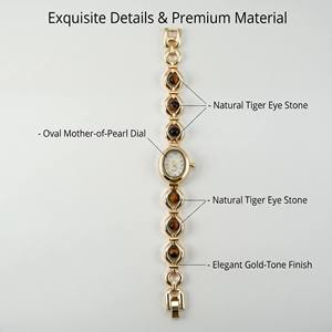 Orologi da Donna Vintage in Lega Personalizzati OEM, Quadrante Ovale, Bracciale con Perline in <span class=keywords><strong>Occhio</strong></span> di Tigre, Orologio da Polso Retrò per Signore, Vendita all'Ingrosso - Product Image 3