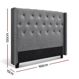 Cabecera <span class=keywords><strong>de</strong></span> Cama Queen Size Gris Premium con Diseño <span class=keywords><strong>de</strong></span> Alas y Botones, Precio <span class=keywords><strong>de</strong></span> Fábrica - Product Image 1