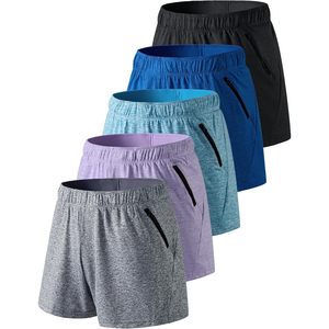 FOXA Pantalones cortos deportivos para mujer, entrepierna de 5 pulgadas, ligeros, atléticos, informales, con bolsillos con cremallera, de secado rápido, transpirables - Product Image 1
