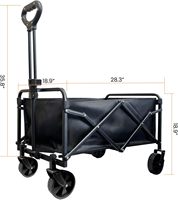 Chariot pliable robuste en fer, capacité de 230 lb, poignée réglable, tissu imperméable amovible, portable pour le camping