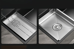 Évier de cuisine à cuve unique grande en acier inoxydable 304 noir mat avec bac de récupération des débris pour usage domestique - Product Image 3