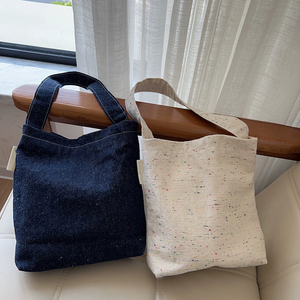 Sac en toile en denim écologique, grand sac fourre-tout, logo personnalisé acceptable, sacs fourre-tout artistiques pour étudiants - Product Image 1
