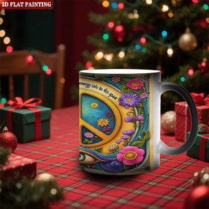 Mug magique à boire, noir givré, 11 oz, en céramique, tasse activée par la chaleur, article fantaisie - Product Image 2