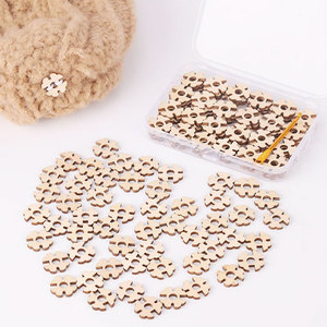 หมวกปอมปอม กระดุมไม้ทำมือ DIY กระดุมถอดได้ ที่ยึดปอมปอมขนสัตว์เทียม - Product Image 3