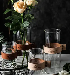 vaso di 15 centimetri Suppliers-Vaso di vetro di lusso nordico chiaro idroponico trasparente bordo dorato disposizione dei fiori tavolo da pranzo per la casa art display vaso di vetro