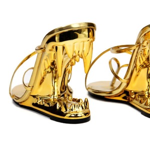 Zapatillas de tacón de cuña con forma de dientes de tigre para mujer, Sandalias de tacón alto personalizadas a la moda, novedad - Product Image 3