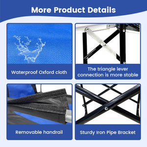 Ghế câu cá gấp gọn, chất lượng cao, di động, dùng cho ngoài trời, đi cắm trại, đi bộ đường dài, du lịch, có giá đỡ cần câu - Product Image 5