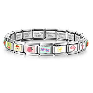 Bracelet modulaire italien en acier inoxydable, design Cœur et Nuage, accessoires de montre à breloques à assembler soi-même, cadeau unisexe, collection Printemps - Product Image 5
